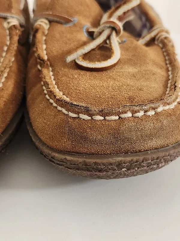 L.L.Bean Brown Suede Flannel Lined Slippers Size 7 - Image 3