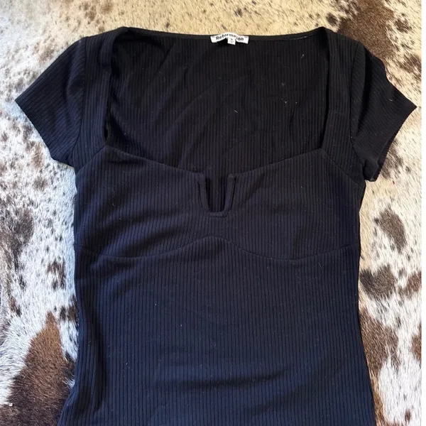 Reformation Emely Knit Top Black Ribbed Size‎ Small - Image 4