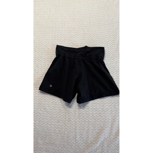 Lululemon Black Fold Over Waist Drawstring Athletic Shorts Size 4 - Image 3