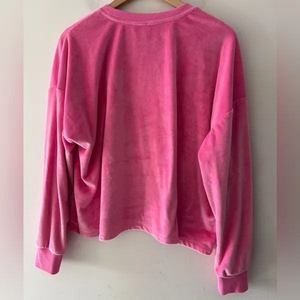 Bebe Pink Velvet‎ Cozy Pullover Rhinestone Sparkle Detail - Image 3