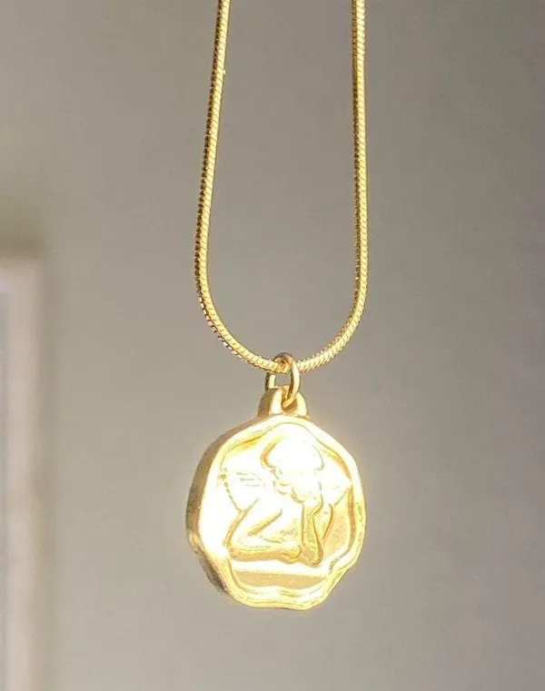 Habitat Handmade gold tone stainless steel Angel cherub goth cute chic necklace👼💗 - Image 4