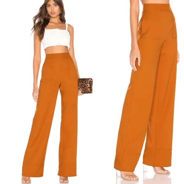 Lovers + Friends Revolve Orange Sedge High Waist Wide‎ Leg Pants Size small S - Image 2