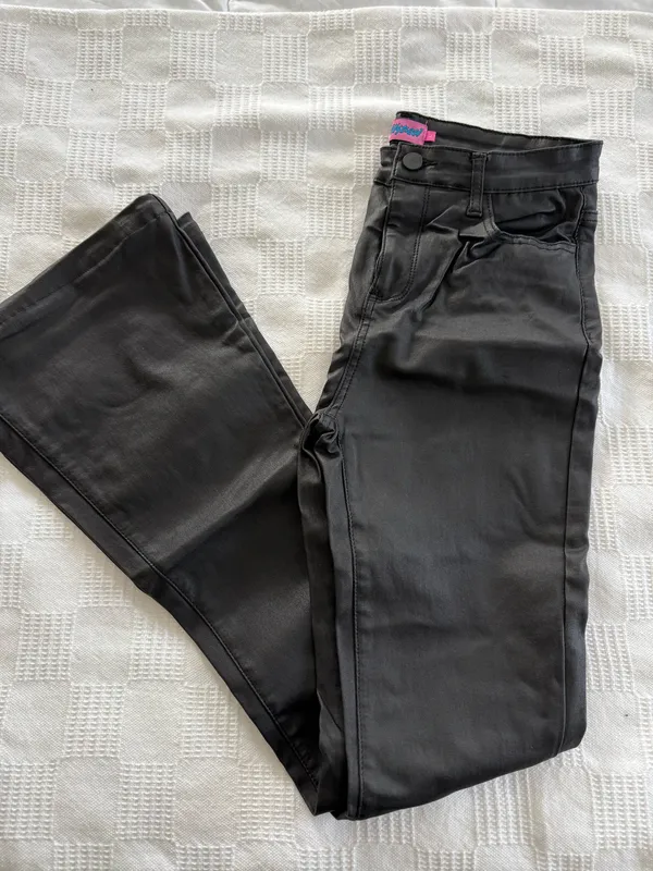 Edikted Luna Faux Leather Flare Jeans - Image 2