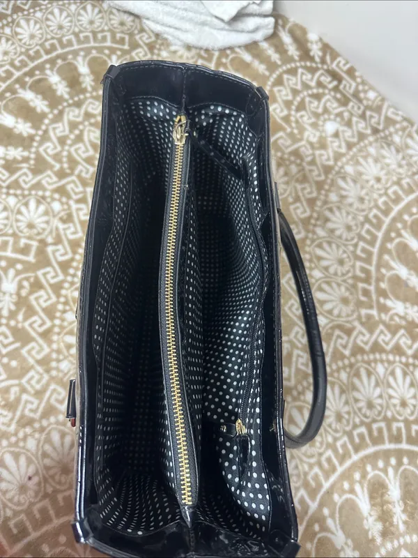 kate spade Black Patent Satchel with Embossed Circle Pattern - Image 11