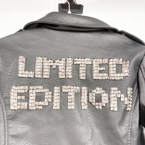 Azalea Wang Womens Studded Limited Edition Moto Biker Faux Leather Jacket Size M - Image 7