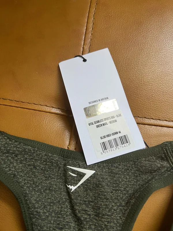 Gymshark Vital Seamless Sports Bra Olive Green Marl - Size Medium - Image 3