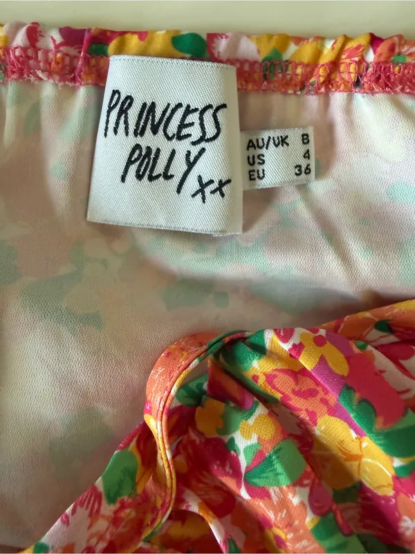 PRINCESS POLLY Pink Orange Yellow Floral Cami Bustier Tied Top Tank Size US 4 - Image 7