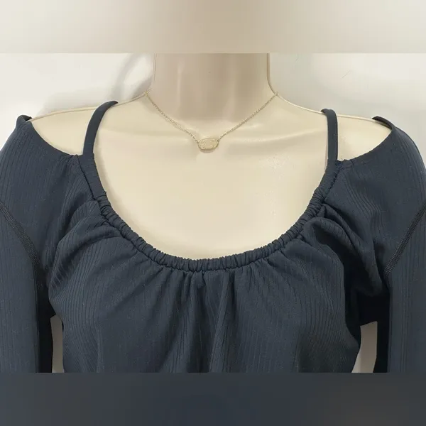 Free People Movement Hot Tip Layer Crop Top Long Sleeve Ruched Black Large Yoga - Image 7