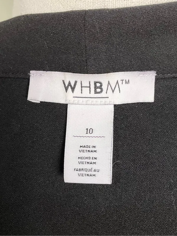 WHBM Black Draped Blazer Open Front Jacket Mixed Media Vegan Sz 10 - Image 2