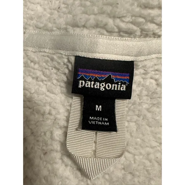 Patagonia Quarter Zip Sherpa Fleece Pullover Women Medium Off White Warm Hiking - Image 4