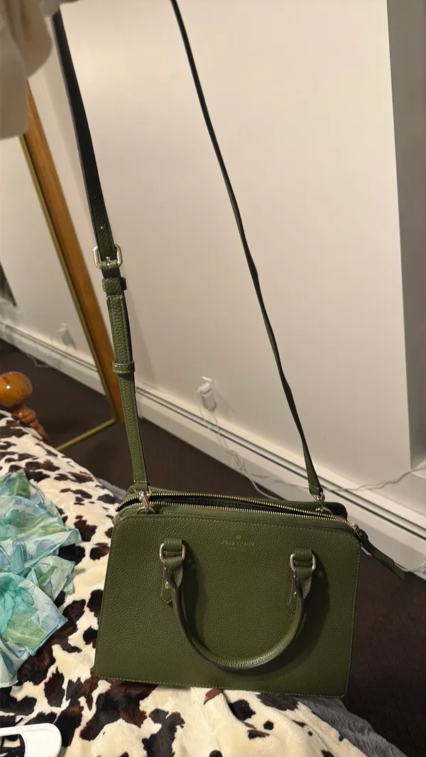 kate spade Olive Green Pebbled Leather Satchel with Strap - Image 3