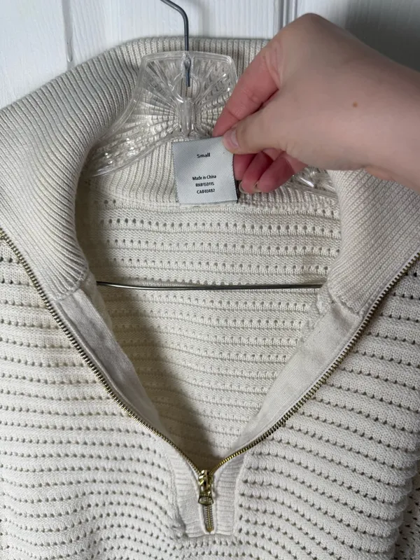 Varley Tara Pointelle Half Zip Sweater S - Image 7