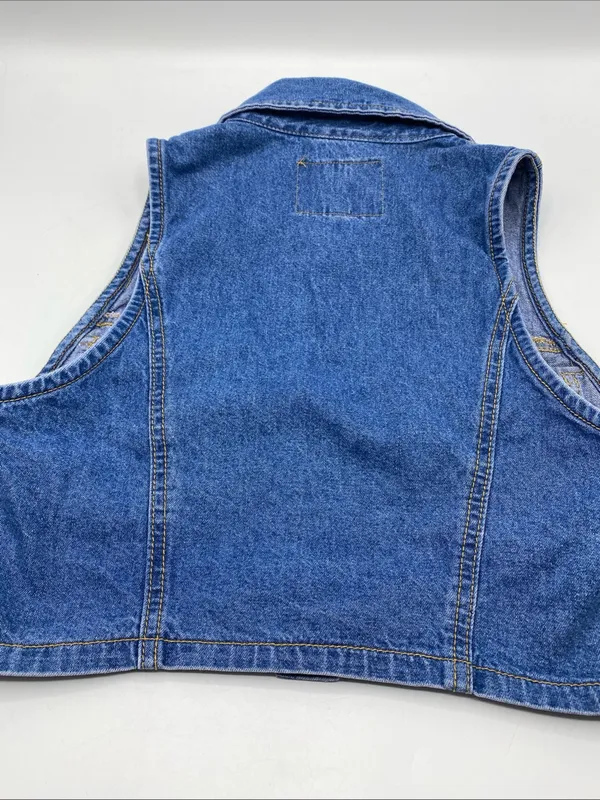 Vintage Y2K Jean Denim Cropped Button Vest Top By Paris Blues Originals XS Extra - Image 5