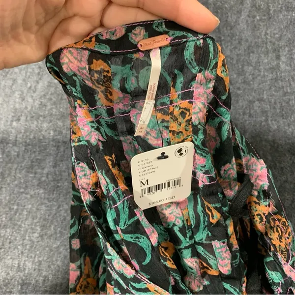 NWT FREE PEOPLE WOMEN'S SEE IT THROUGH FLORAL LONG SLEEVE MAXI DRESS Medium F11 - Image 5