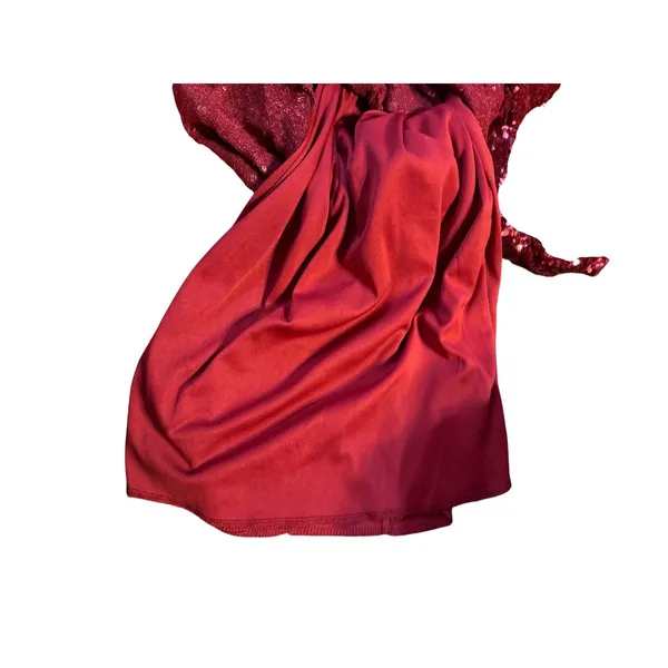 Vintage Crystal Doll Women Medium Ruby Red Sequin Mini‎ Dress Colorful Layered - Image 9