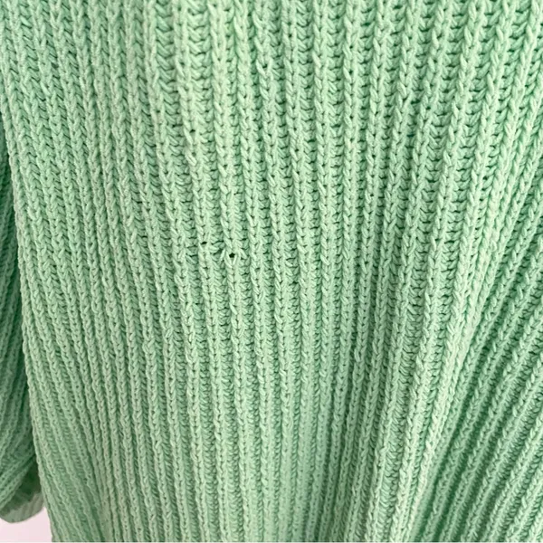 Aerie Beyond Chenille Sweater Fresh Green Ribbed Women's Crewneck Knit Sweater - Image 5