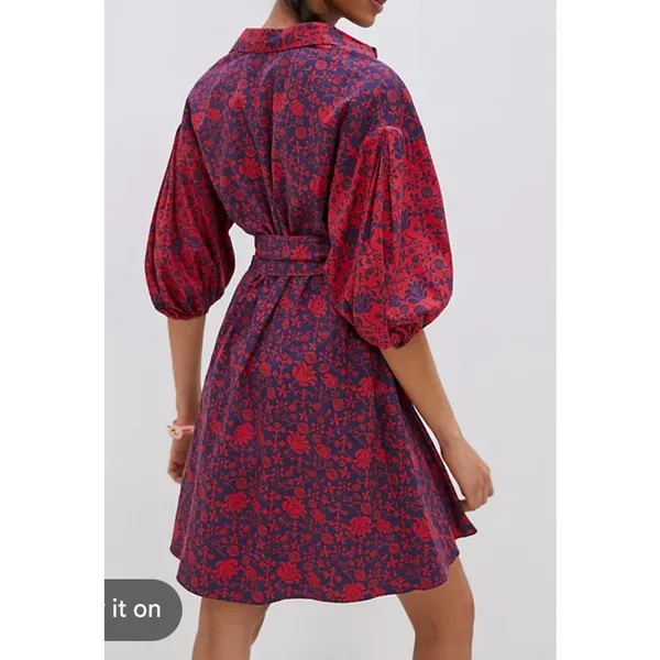 Anthropologie x Sachin & Babi nightingale purple floral shirt dress M - Image 2