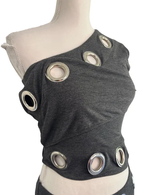 Jaded London Asymmetric Eyelet Dress in Dark Grey 2 New Womens mini - Image 6
