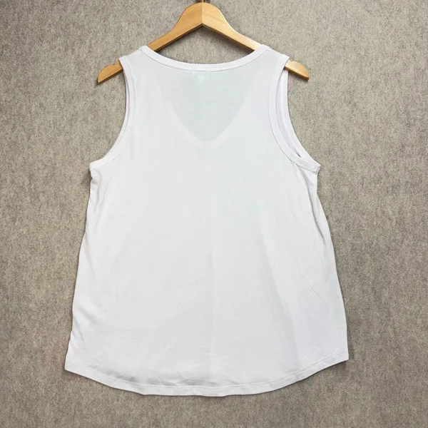 Peyton Jensen Womens White V-Neck Tank Top Modal Blend Curved Hem M USA Made‎ - Image 4