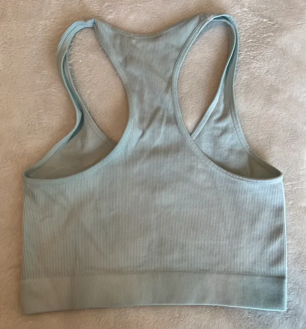 Green Ribbed Crop Top Blue Size M - Image 3