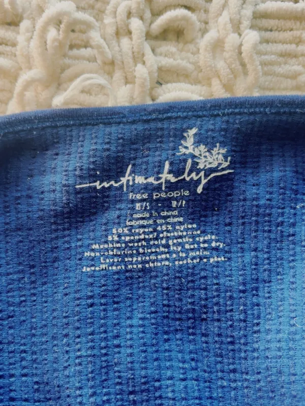Free People Blue Waffle-Knit Crop Tank - Image 4