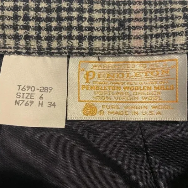 VINTAGE Pendleton Size 6 Wool Plaid Tartan‎ Midi Skirt USA Blue Tan A-line - Image 7
