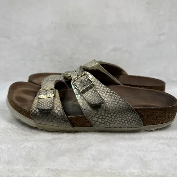 Birkenstock Arizona Shiny Snake Cream Iridescent Sandals Womens 39N EU 8-8.5 US - Image 6