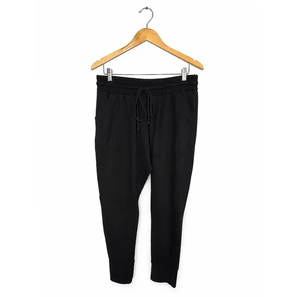 FP Movement Jogger Sweatpants Womens L Black Drawstring Pocket Lounge Athleisure - Image 2