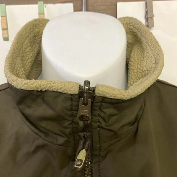 Nike Reversible Olive Tan Two Fabric Mock Neck Two Way Full Zip Up Vest- Small - Image 5