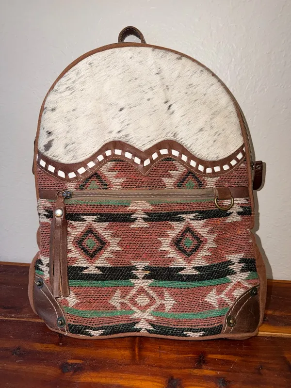 Myra Bag Cow hide Southwest Avery Backpack Bag cabincore rustic country - Image 4