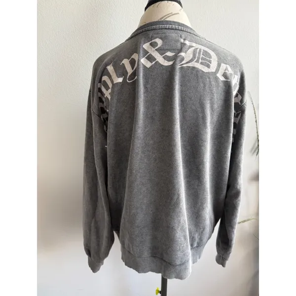 Supply & Demand Washed Grey Gothic Graphic‎ Sweatshirt Womens Medium - Image 3