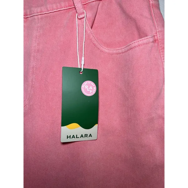 Halara Pink High Rise Tapered Jeans Size Large Stretchy Pull On Pants - Image 3