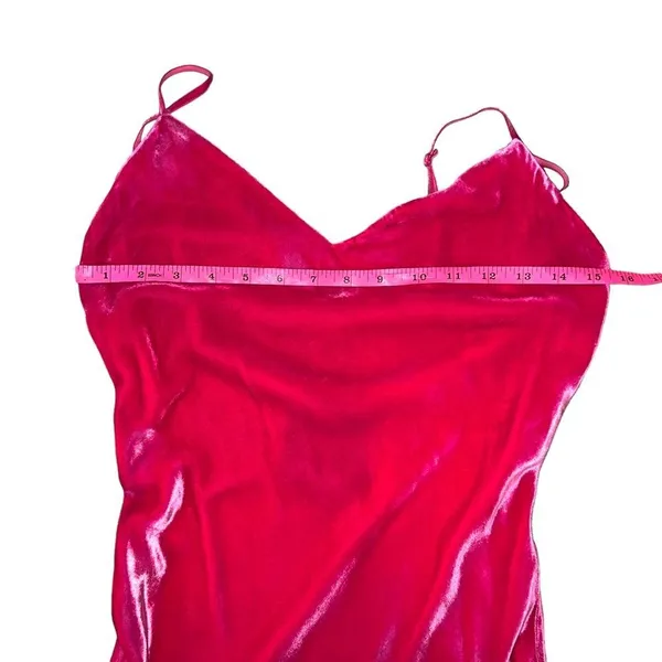 Le Superbe Silk Blend Velvet Bias Slip Maxi Dress Pink V Neck Spaghetti Strap 2 - Image 15