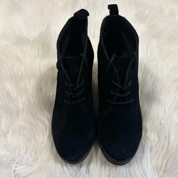 White Mountain Lambert Black Suede Lace Up Wedge Ankle Boots‎ Womens 8.5 M - Image 2