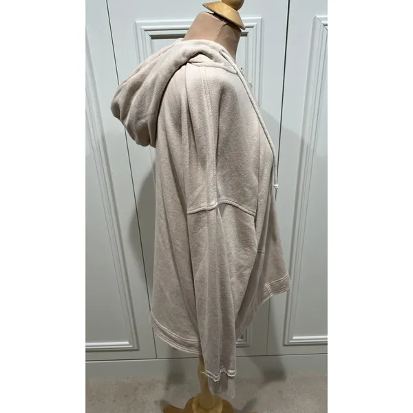 Aerie Beach Weekend Oversized Hoodie Women's Small Beige‎ Pockets Comfy - Image 3