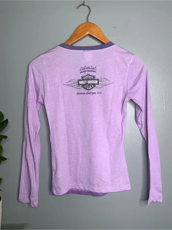 Harley-Davidson Lavender Ombre Long-Sleeve Graphic Tee Small - Image 5