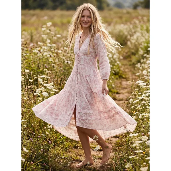 Free People Ethereal Dainty Cottage Pappiet Midi Dress Maxi Top Size Medium - Image 12