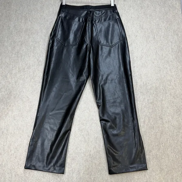 Abercrombie & Fitch Vegan Leather Cropped Pants 28/6 XS Black 90s Straight Edgy - Image 2