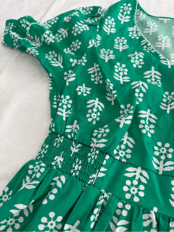 J.Crew Block Print Puff Sleeve Midi Dress Green Size 6 NWT - Image 7