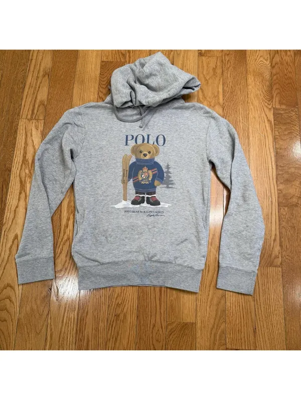 Polo Ralph Lauren Size Sx Polo Bear Hoodie Pull Over Sweatshirt Ski Bear Graph. - Image 4