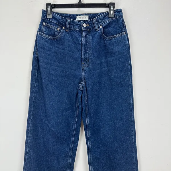 NEW Madewell Curvy Low-Slung Baggy Jeans in McKinney Wash Blue Rigid US 27 - Image 8