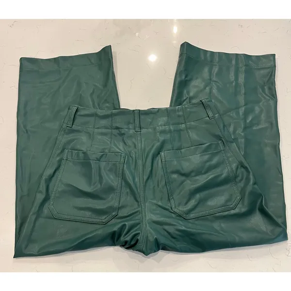 Maeve The Collette Faux Leather Green Wide Leg Cropped Pants Size 30 - Image 5