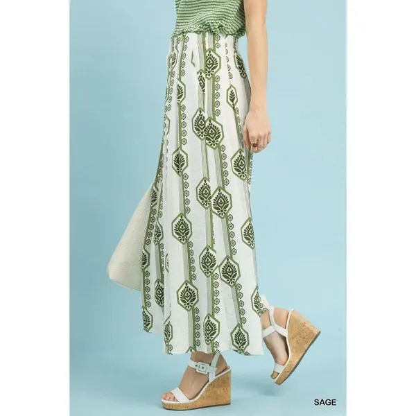 Umgee Geometric Boho‎ Print Wide Leg Pants - Large - Image 2