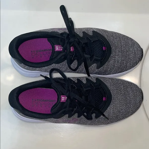 Under Armour Women’s Charged Impulse 3 Knit Gray Purple Running Athletic Shoes - Image 5