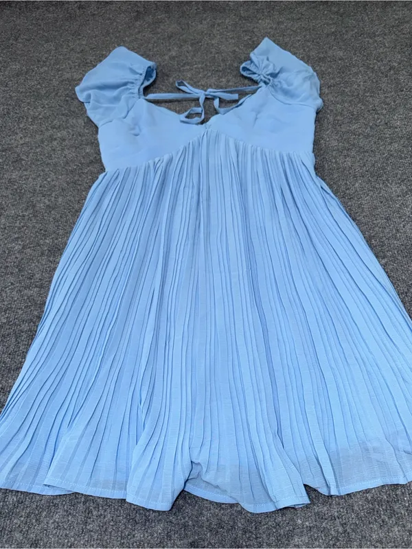 Lulu's Amalfi Coast Light Blue Pleated Flutter Sleeve Mini Dress - Image 10