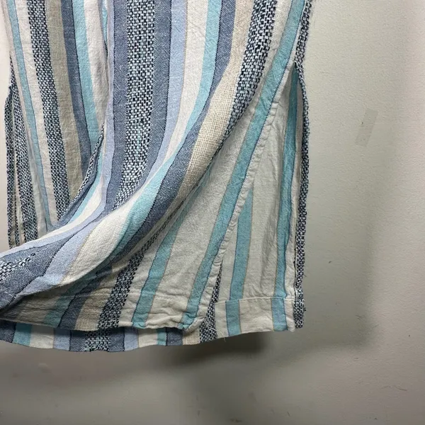 Indigo‎ Rein Blue Striped Linen Blend Wide Leg Paperbag Waist Pants Womens Small - Image 8