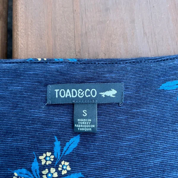 Toad & Co Dress‎ Blue Floral Polka Dot V-Neck Empire Waist 3/4 Sleeve Small - Image 6