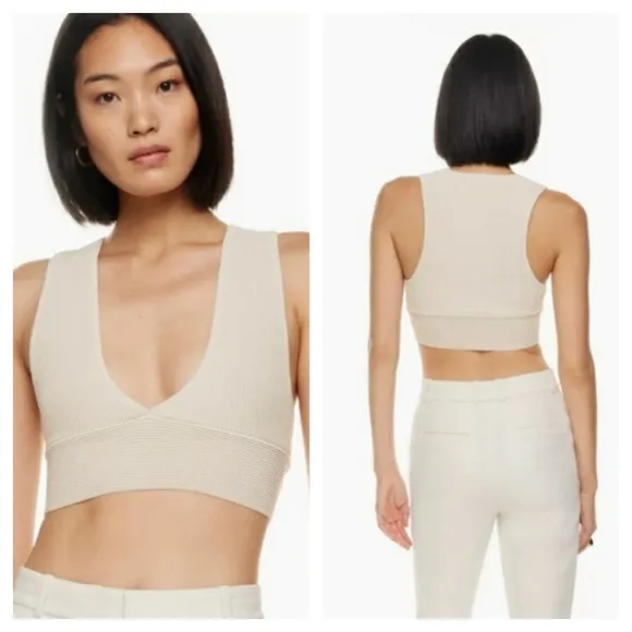 Aritzia Babaton Sculpt Knit Deep V-Neck Cropped Top - Image 2