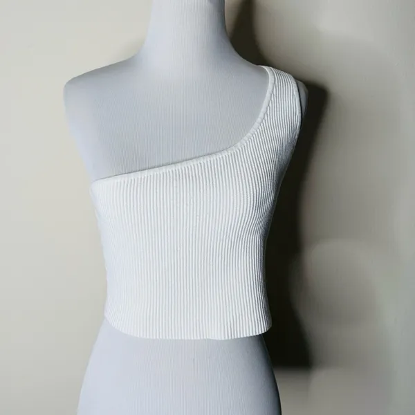 Babaton Aritzia White One Shoulder Sculpt Tank - Image 2
