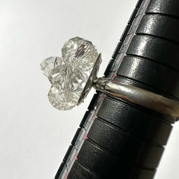 Clear beaded cluster ring Silver - Image 5